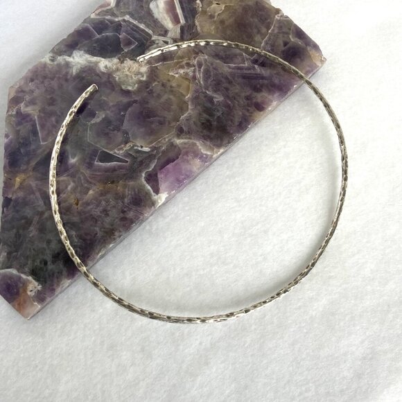 Sterling Silver 925 Flexible Hammered Torque Collar Choker Necklace 14.75" - Picture 4 of 16